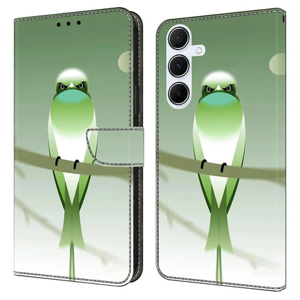 For Samsung Galaxy A16 5G  /  4G Case PU Leather Wallet Phone Cover with Stand - Green Bird