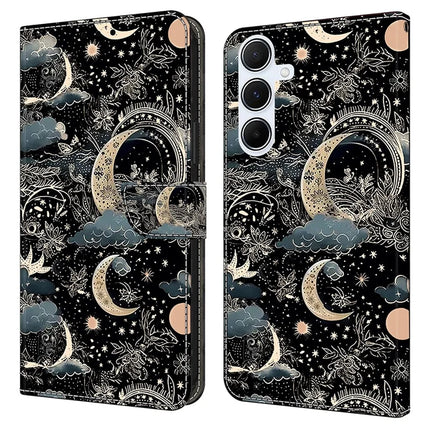 For Samsung Galaxy A16 5G  /  4G Case PU Leather Wallet Phone Cover with Stand - Moon