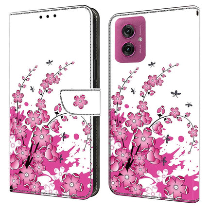 For Motorola Moto G55 5G Case PU Leather Wallet Phone Cover with Stand - Flower Vine