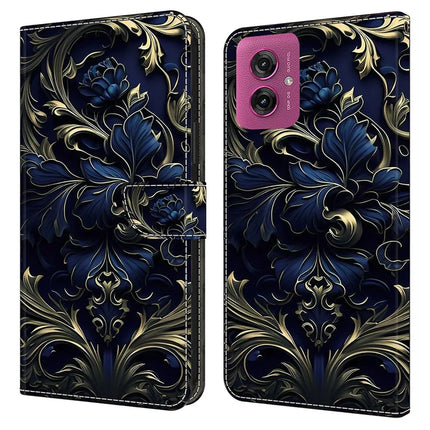 For Motorola Moto G55 5G Case PU Leather Wallet Phone Cover with Stand - Blue Flower