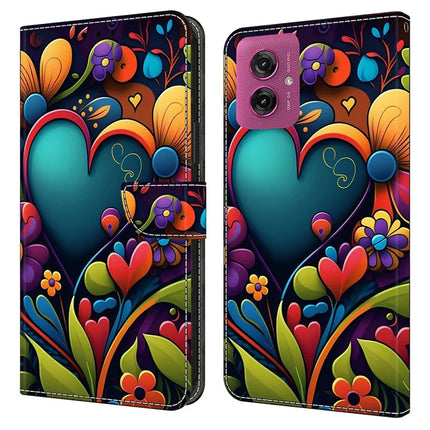 For Motorola Moto G55 5G Case PU Leather Wallet Phone Cover with Stand - Paint Flower