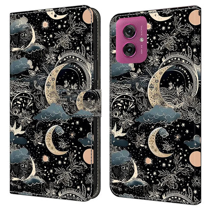 For Motorola Moto G55 5G Case PU Leather Wallet Phone Cover with Stand - Moon