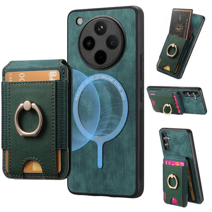 For Oppo Find X8 5G Case with Detachable Card Holder Kickstand Leather Back Cover - Green