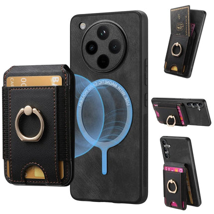 For Oppo Find X8 5G Case with Detachable Card Holder Kickstand Leather Back Cover - Black