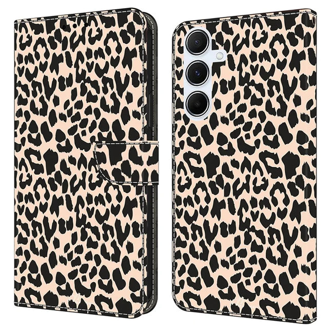 For Samsung Galaxy A36 5G / A56 5G Case Pattern Printed Protective Cover TPU+PU Leather Flip Phone Case - Leopard Print