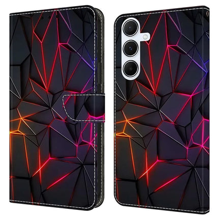 For Samsung Galaxy A36 5G / A56 5G Case Pattern Printed Protective Cover TPU+PU Leather Flip Phone Case - Red Cracks