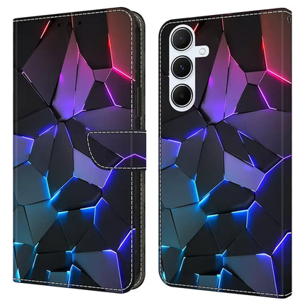 For Samsung Galaxy A36 5G / A56 5G Case Pattern Printed Protective Cover TPU+PU Leather Flip Phone Case - Blue Cracks