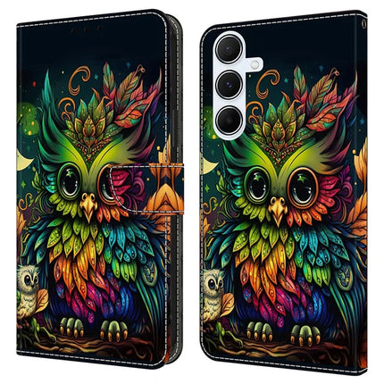 For Samsung Galaxy A36 5G / A56 5G Case Pattern Printed Protective Cover TPU+PU Leather Flip Phone Case - Colorful Owl