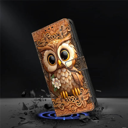 For Google Pixel 9a Case Pattern Printed Protective Cover TPU+PU Leather Flip Phone Case