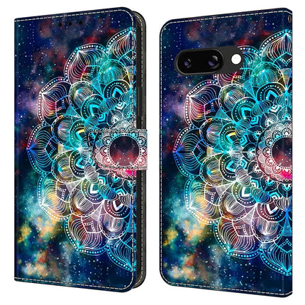 For Google Pixel 9a Case Pattern Printed Protective Cover TPU+PU Leather Flip Phone Case - Gyro Flower