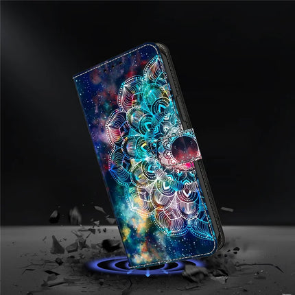 For Google Pixel 9a Case Pattern Printed Protective Cover TPU+PU Leather Flip Phone Case