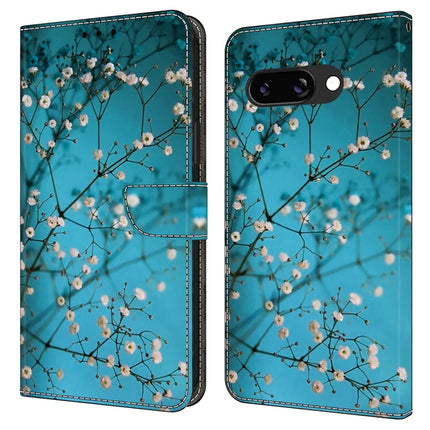 For Google Pixel 9a Case Pattern Printed Protective Cover TPU+PU Leather Flip Phone Case - Flower Branch