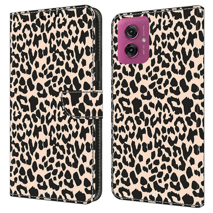 For Motorola Moto G55 5G Case Pattern Printed Protective Cover TPU+PU Leather Flip Phone Case - Leopard Print