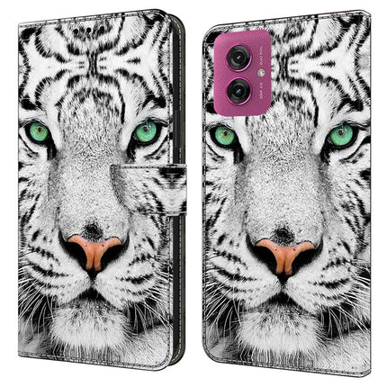 For Motorola Moto G55 5G Case Pattern Printed Protective Cover TPU+PU Leather Flip Phone Case - Tiger Face