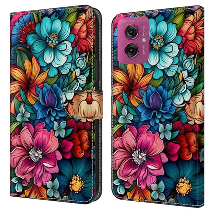 For Motorola Moto G55 5G Case Pattern Printed Protective Cover TPU+PU Leather Flip Phone Case - Staphyllum