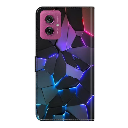 For Motorola Moto G55 5G Case Pattern Printed Protective Cover TPU+PU Leather Flip Phone Case