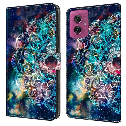 For Motorola Moto G55 5G Case Pattern Printed Protective Cover TPU+PU Leather Flip Phone Case - Gyro Flower