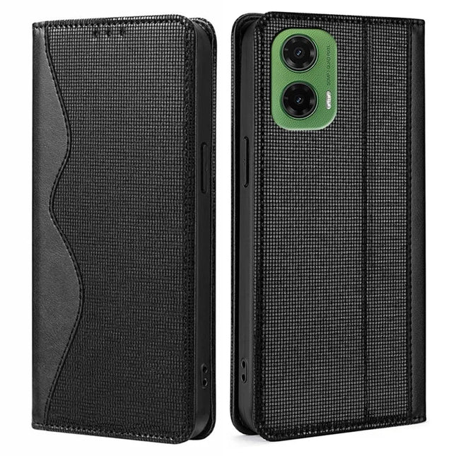 For Motorola Moto G35 5G Leather Case Wallet Stand Phone Cover with RFID Blocking - Black