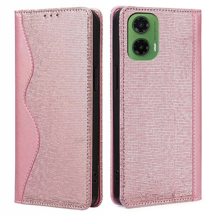 For Motorola Moto G35 5G Leather Case Wallet Stand Phone Cover with RFID Blocking - Rose Gold