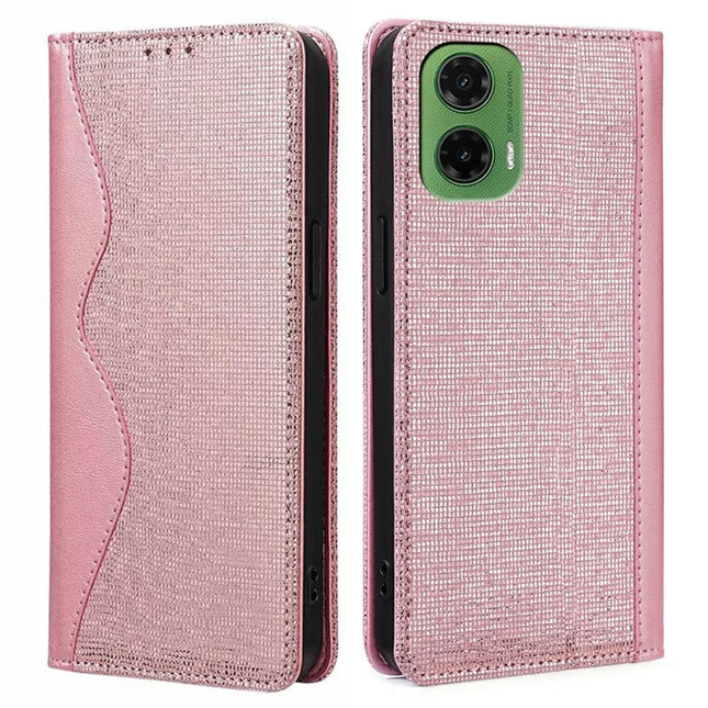 For Motorola Moto G35 5G Leather Case Wallet Stand Phone Cover with RFID Blocking - Rose Gold