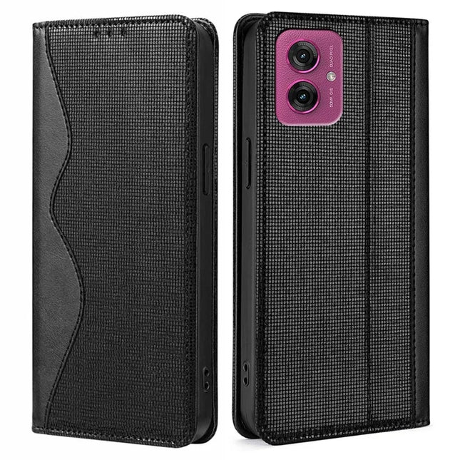 For Motorola Moto G55 5G Leather Case Wallet Stand Phone Cover with RFID Blocking - Black