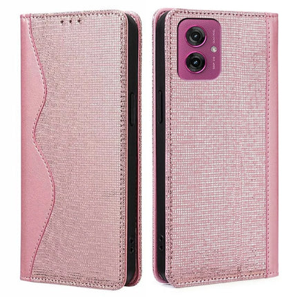 For Motorola Moto G55 5G Leather Case Wallet Stand Phone Cover with RFID Blocking - Rose Gold