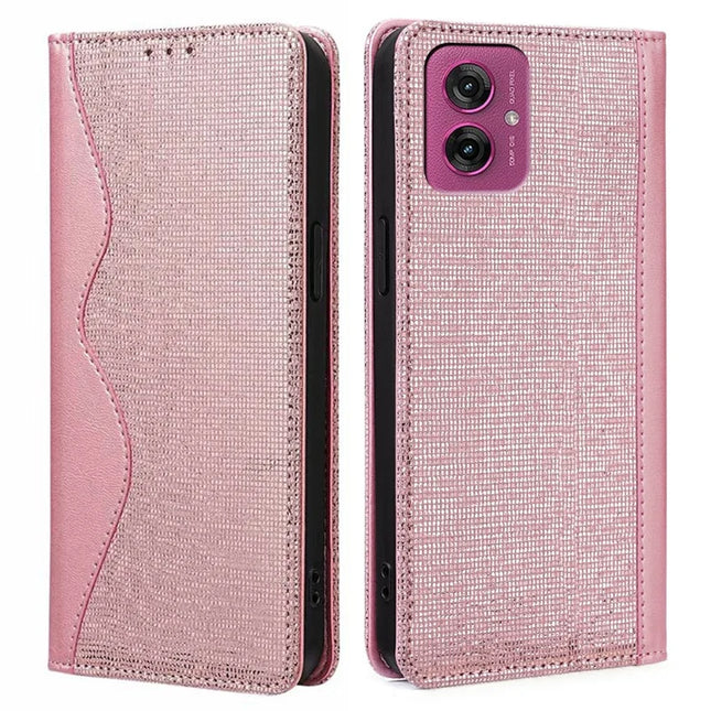 For Motorola Moto G55 5G Leather Case Wallet Stand Phone Cover with RFID Blocking - Rose Gold