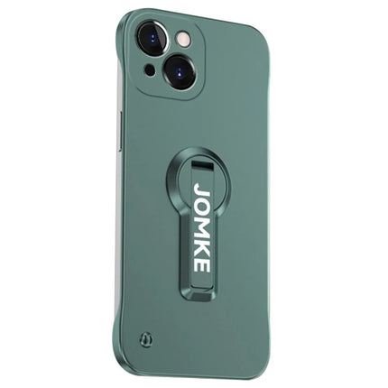 For iPhone 14 Case Hard PC Frameless Baking Paint Kickstand Phone Cover - Green