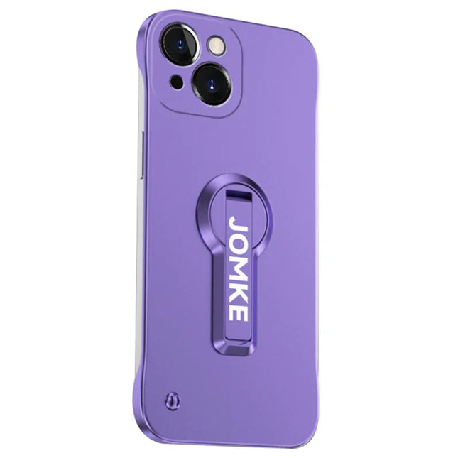 For iPhone 13 Case Hard PC Frameless Baking Paint Kickstand Phone Cover - Purple