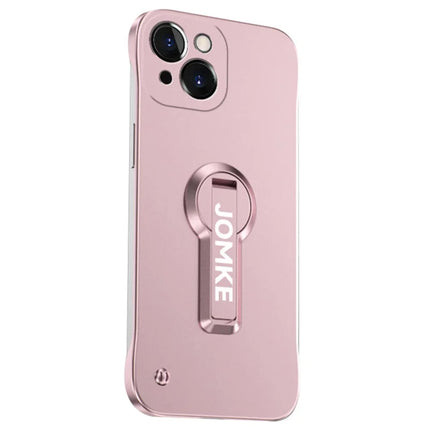 For iPhone 13 Case Hard PC Frameless Baking Paint Kickstand Phone Cover - Pink