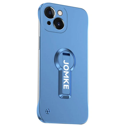 For iPhone 13 Case Hard PC Frameless Baking Paint Kickstand Phone Cover - Blue