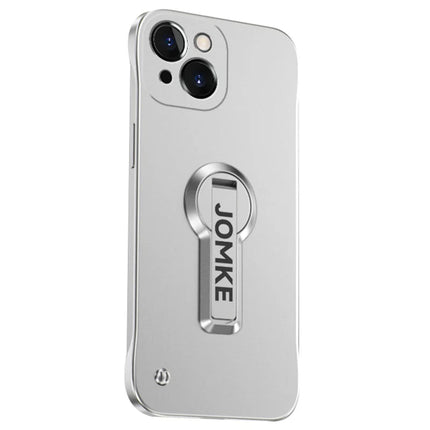 For iPhone 13 Case Hard PC Frameless Baking Paint Kickstand Phone Cover - Silver