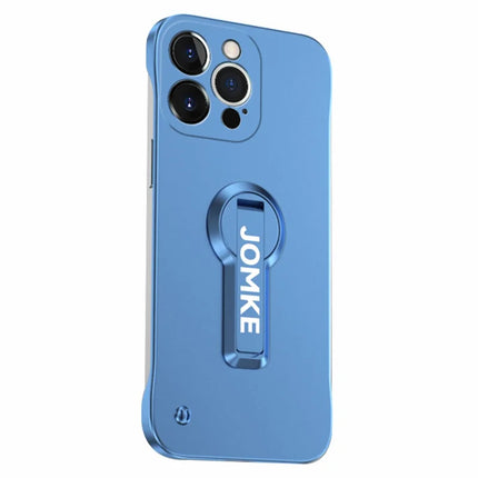 For iPhone 15 Pro Max Case Hard PC Frameless Baking Paint Kickstand Phone Cover - Blue