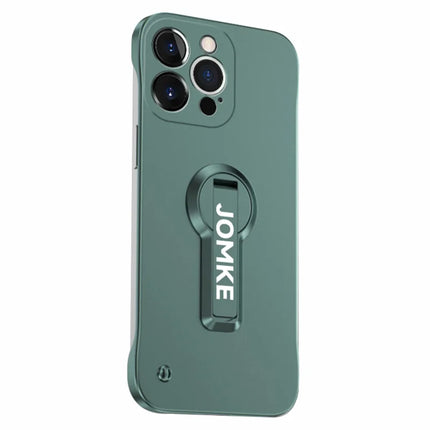 For iPhone 15 Pro Max Case Hard PC Frameless Baking Paint Kickstand Phone Cover - Green