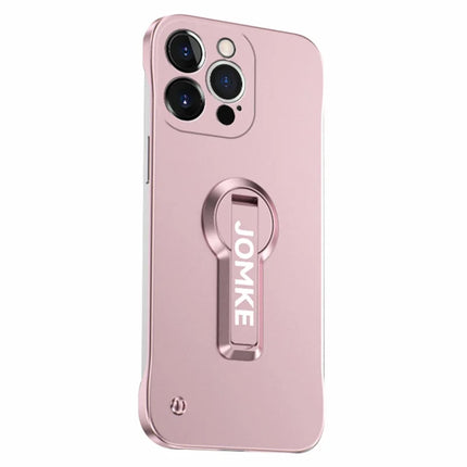 For iPhone 15 Pro Max Case Hard PC Frameless Baking Paint Kickstand Phone Cover - Pink