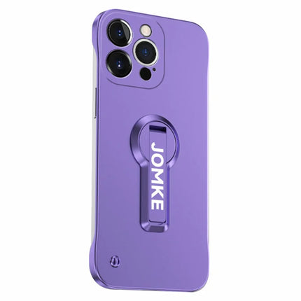 For iPhone 15 Pro Max Case Hard PC Frameless Baking Paint Kickstand Phone Cover - Purple