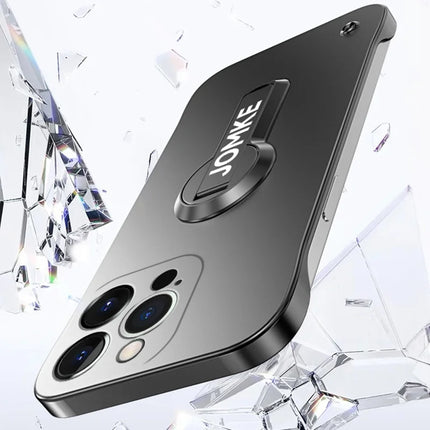 For iPhone 15 Pro Max Case Hard PC Frameless Baking Paint Kickstand Phone Cover