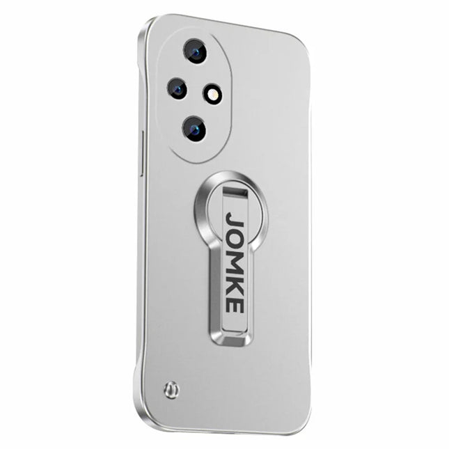 For Honor 200 5G Case Hard PC Frameless Baking Paint Kickstand Phone Cover - Silver
