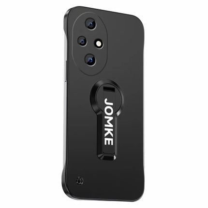 For Honor 200 Pro 5G Case Hard PC Frameless Baking Paint Kickstand Phone Cover - Black
