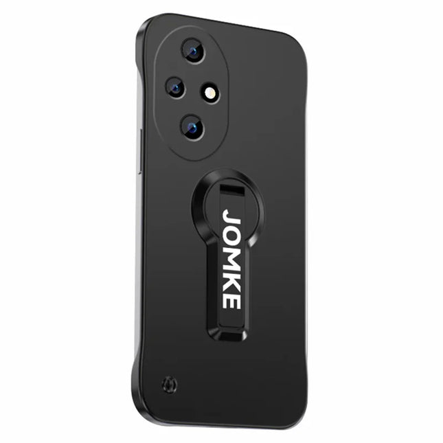 For Honor 200 Pro 5G Case Hard PC Frameless Baking Paint Kickstand Phone Cover - Black