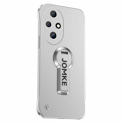 For Honor 200 Pro 5G Case Hard PC Frameless Baking Paint Kickstand Phone Cover - Silver