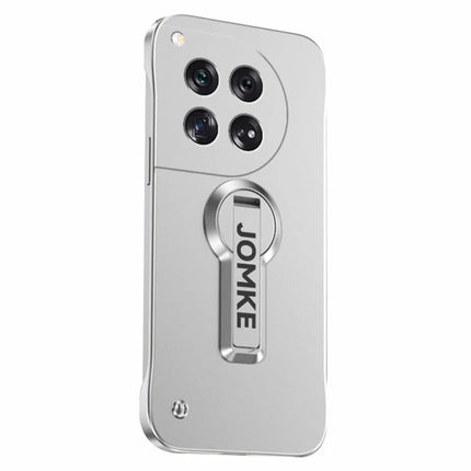 For OnePlus 12 5G Case Hard PC Frameless Baking Paint Kickstand Phone Cover - Silver