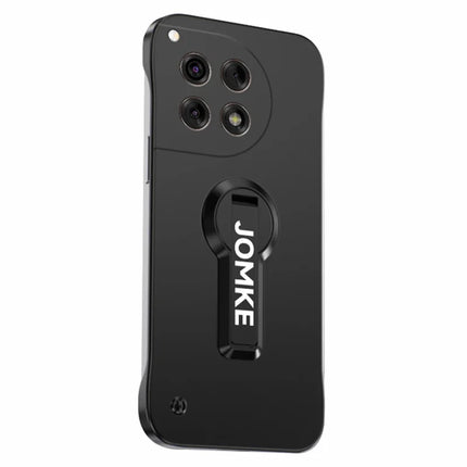 For OnePlus Ace 3 5G / 12R 5G Case Hard PC Frameless Baking Paint Kickstand Phone Cover - Black