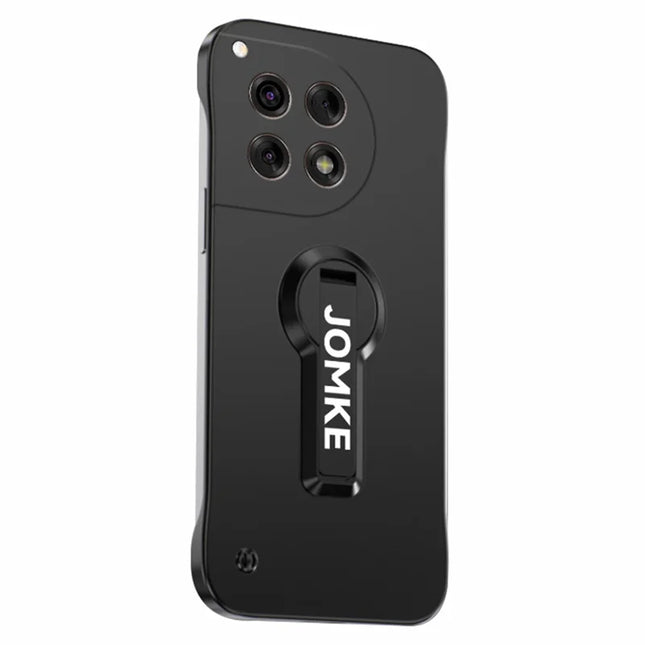 For OnePlus Ace 3 5G / 12R 5G Case Hard PC Frameless Baking Paint Kickstand Phone Cover - Black