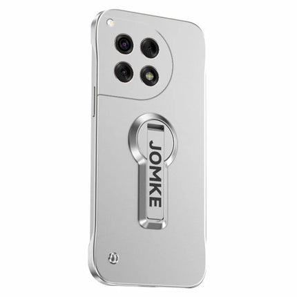 For OnePlus Ace 3 5G / 12R 5G Case Hard PC Frameless Baking Paint Kickstand Phone Cover - Silver