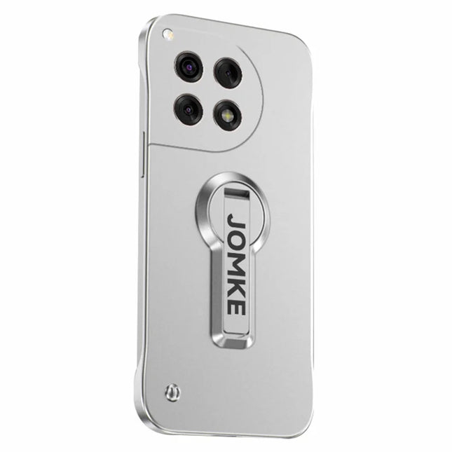 For OnePlus Ace 3 5G / 12R 5G Case Hard PC Frameless Baking Paint Kickstand Phone Cover - Silver