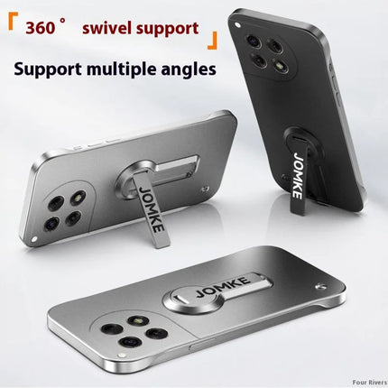 For OnePlus Ace 3 5G / 12R 5G Case Hard PC Frameless Baking Paint Kickstand Phone Cover