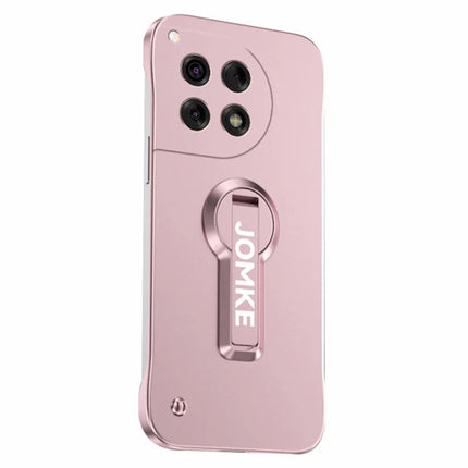 For OnePlus Ace 3 5G / 12R 5G Case Hard PC Frameless Baking Paint Kickstand Phone Cover - Pink