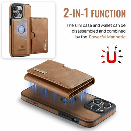 DG.MING M6 Series For iPhone 12 Pro Max Case Magnetic Wallet PU+PC+TPU Phone Cover
