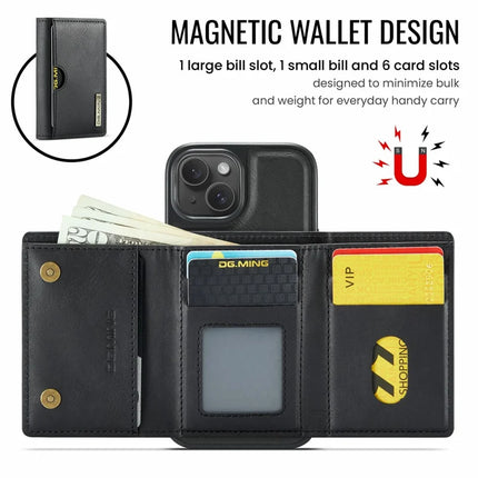 DG.MING M6 Series For iPhone 13 Case Magnetic Wallet PU+PC+TPU Phone Cover